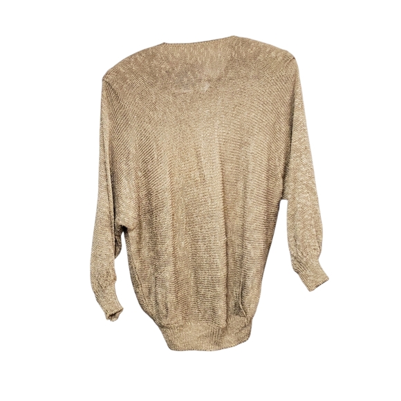 Vintage Women's  Sweater Brown Bronze Sequin Fish Medium Large - Picture 5 of 15